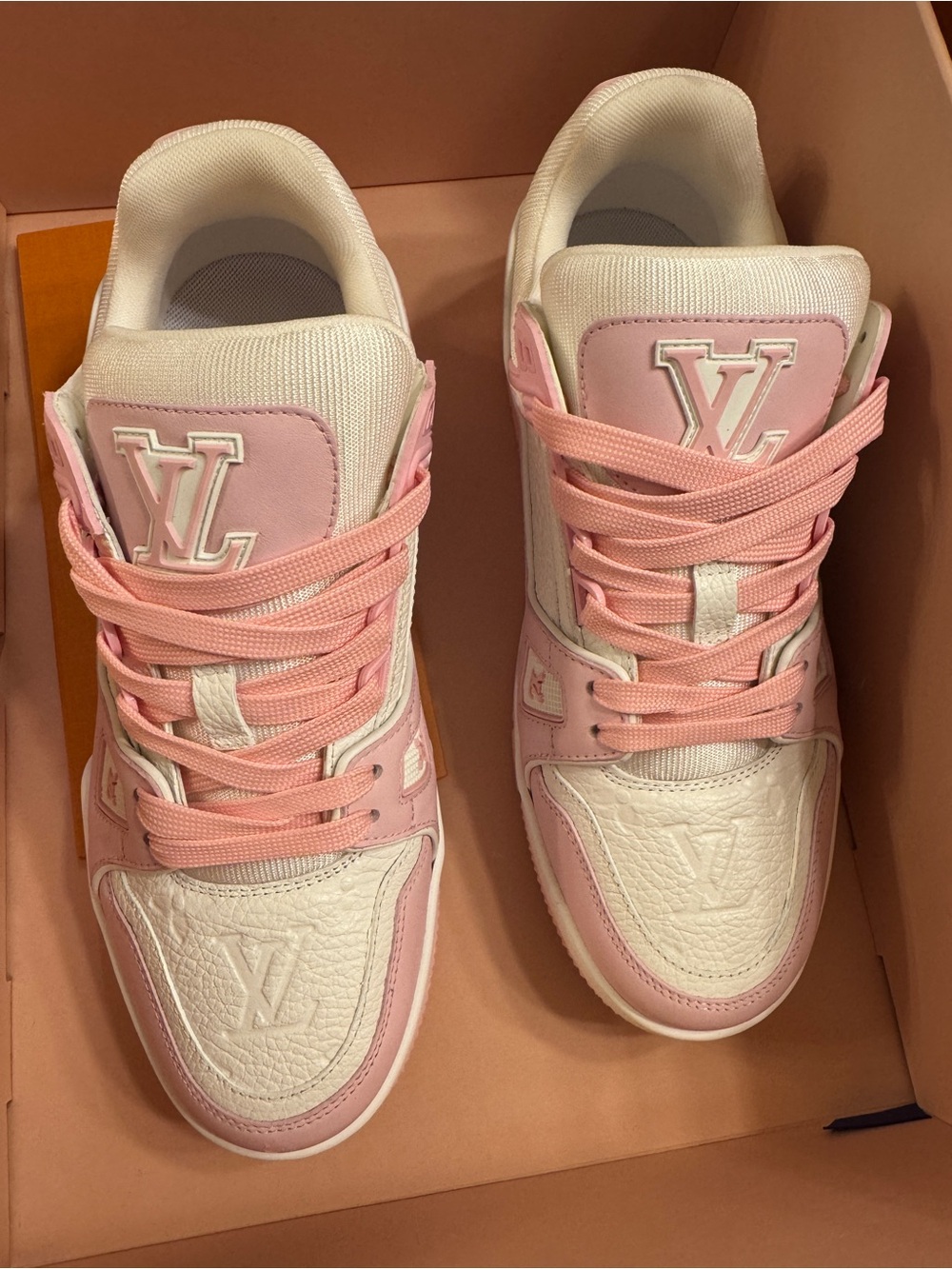 Louis Vuitton Pink and White Women's Low-Top Sneakers